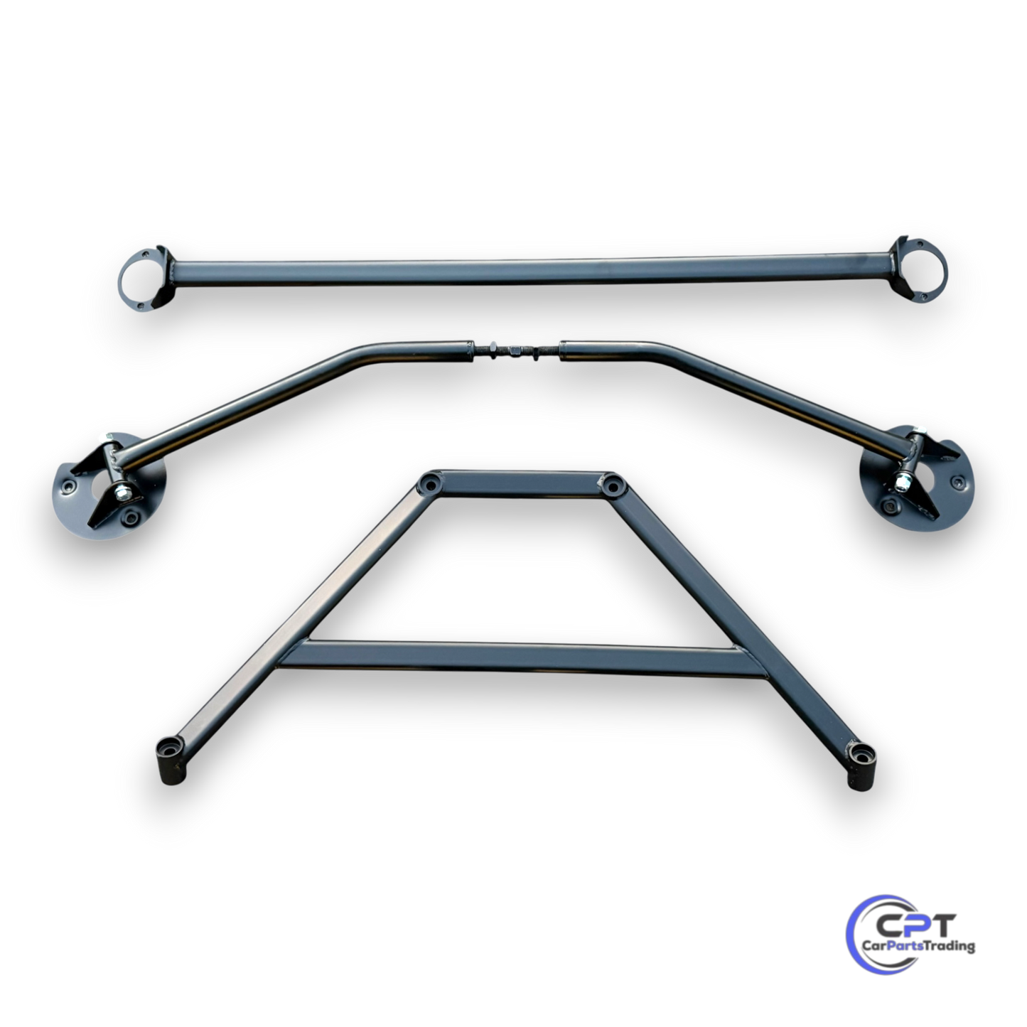 Domstreben-Set für BMW E30 – bestehend aus vorderer, hinterer und unterer Domstrebe zur Verstärkung von Achsen und Karosserie, für 4- & 6-Zylinder Limousine