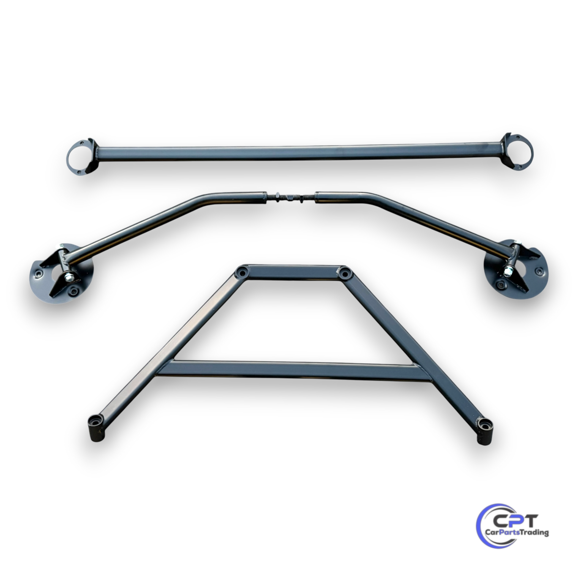 Domstreben-Set für BMW E30 – bestehend aus vorderer, hinterer und unterer Domstrebe zur Verstärkung von Achsen und Karosserie, für 4- & 6-Zylinder Limousine