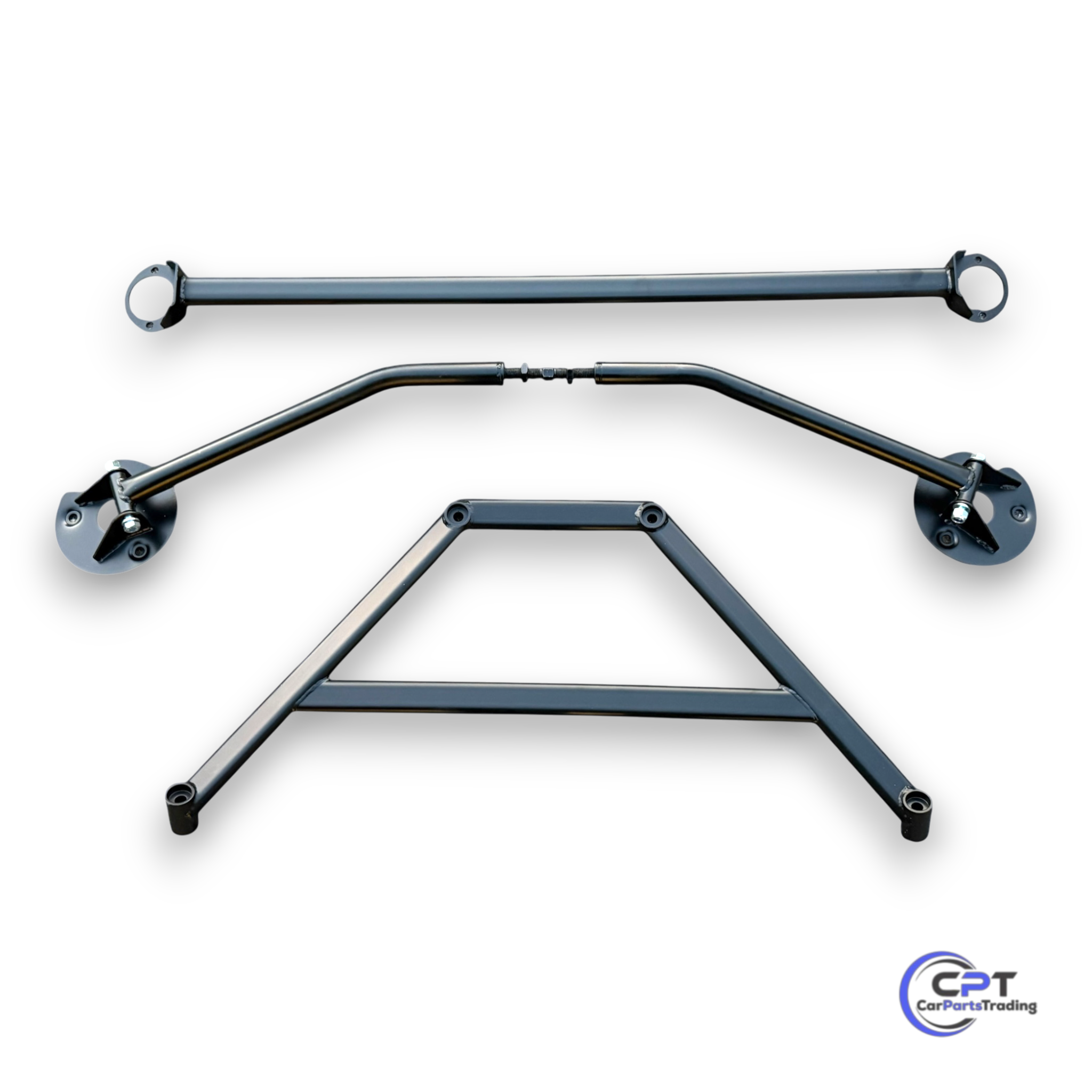 Domstreben-Set für BMW E30 – bestehend aus vorderer, hinterer und unterer Domstrebe zur Verstärkung von Achsen und Karosserie, für 4- & 6-Zylinder Limousine