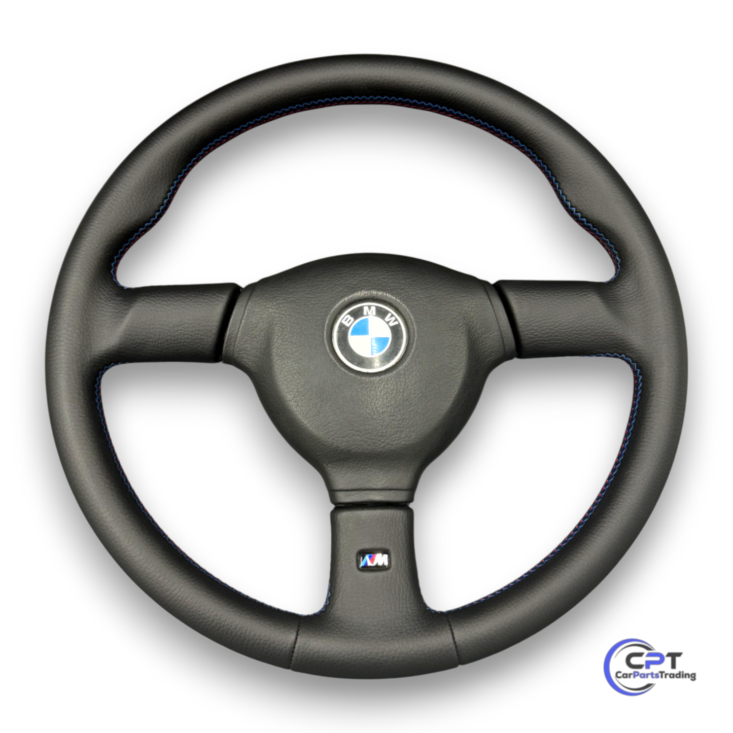 BMW M Technik 2 Lenkrad 385mm – neu bezogen mit M-Farbnähten, passend für E30, E28, E24, E34, E32

