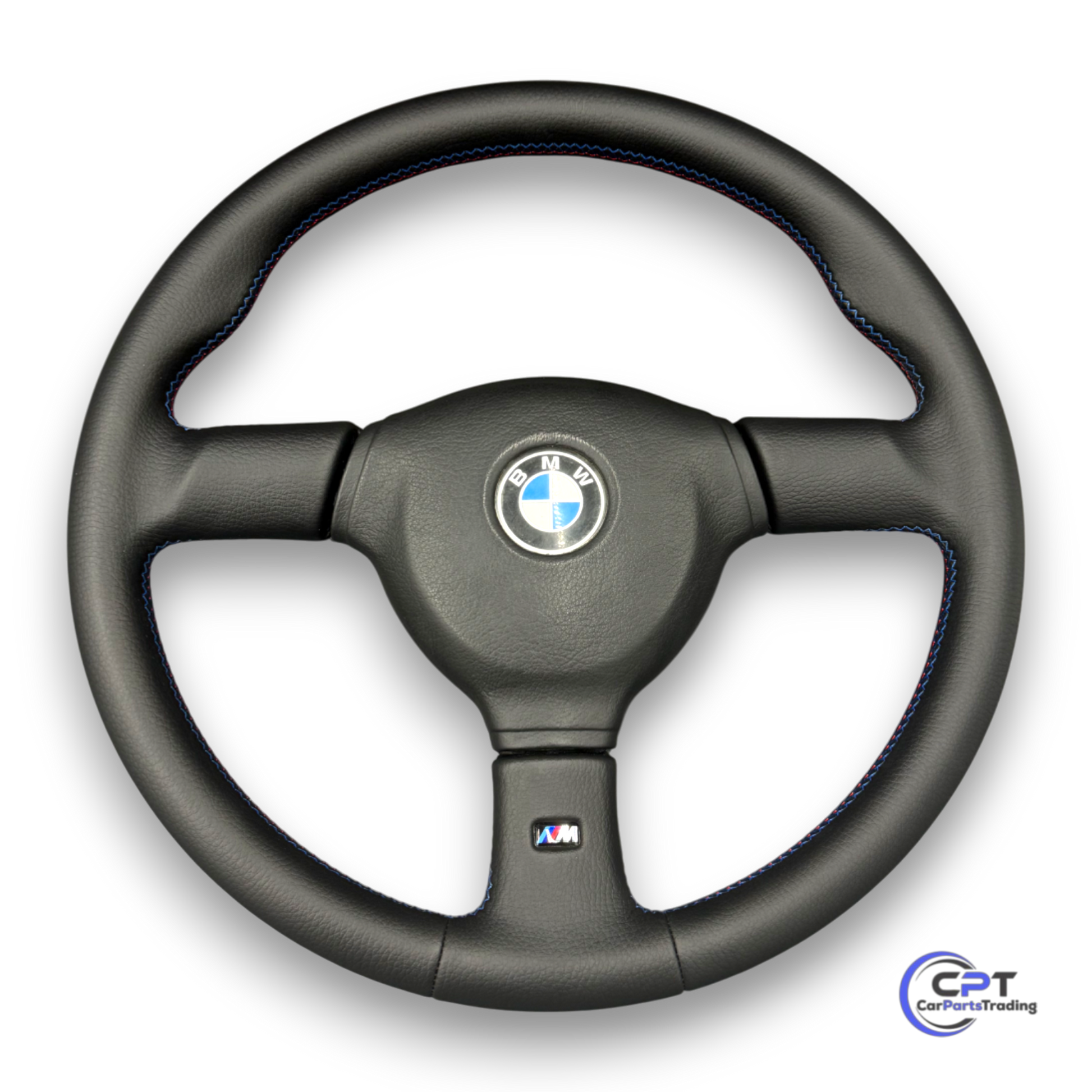 BMW M Technik 2 Lenkrad 385mm – neu bezogen mit M-Farbnähten, passend für E30, E28, E24, E34, E32

