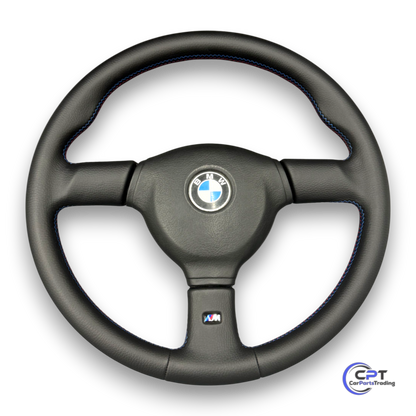 BMW M Technik 2 Lenkrad 385mm – neu bezogen mit M-Farbnähten, passend für E30, E28, E24, E34, E32

