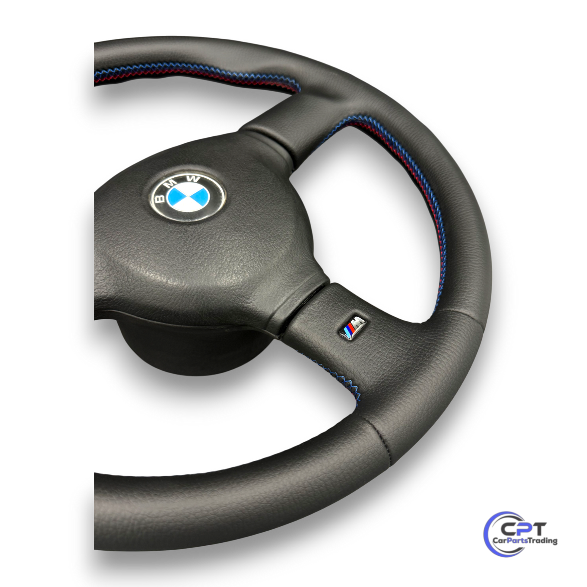 M Technik II Sportlenkrad ohne Airbag – 385mm, Leder mit M-Farbnaht für BMW E30, E28, E34

