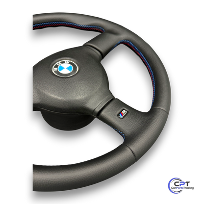 M Technik II Sportlenkrad ohne Airbag – 385mm, Leder mit M-Farbnaht für BMW E30, E28, E34

