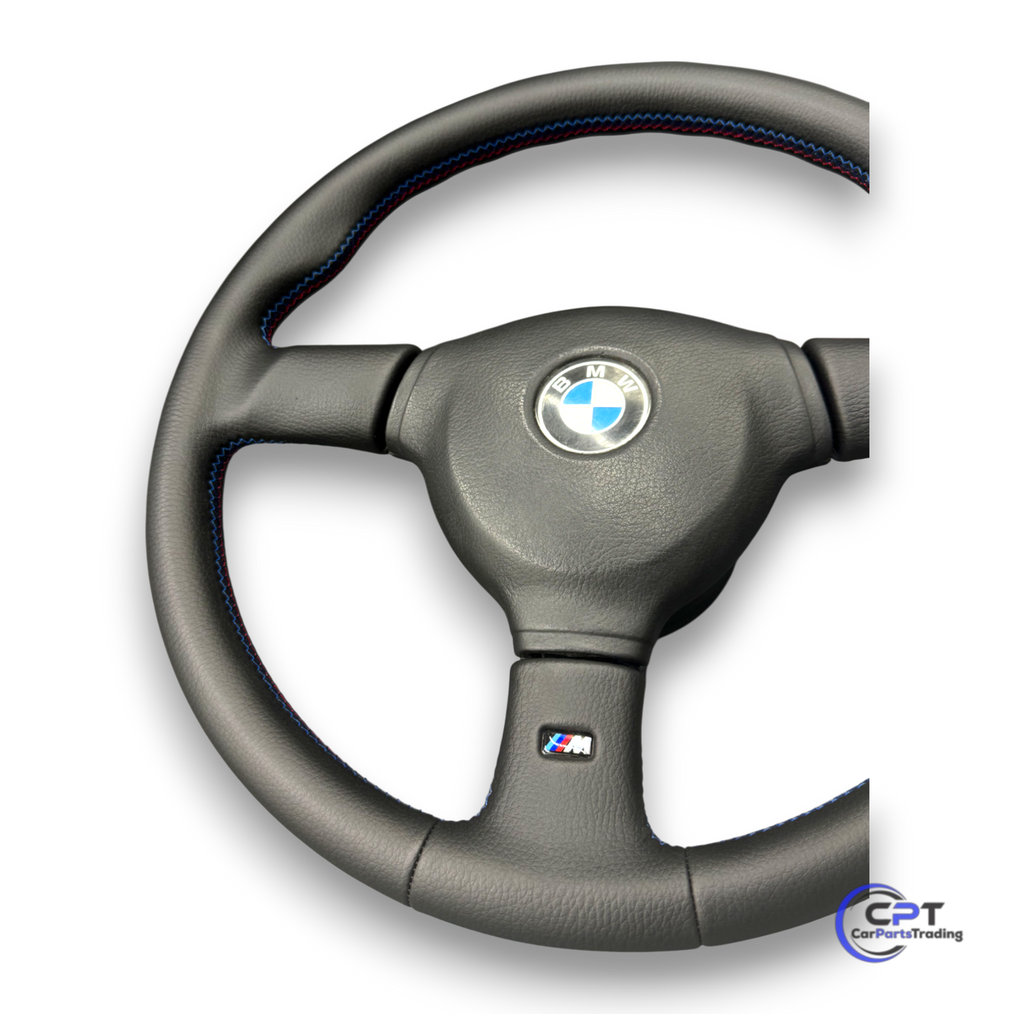 BMW E30 M Technik 2 Lenkrad – hochwertiges Leder mit M-Farbnähten, 385mm Durchmesser

