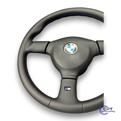 BMW E30 M Technik 2 Lenkrad – hochwertiges Leder mit M-Farbnähten, 385mm Durchmesser

