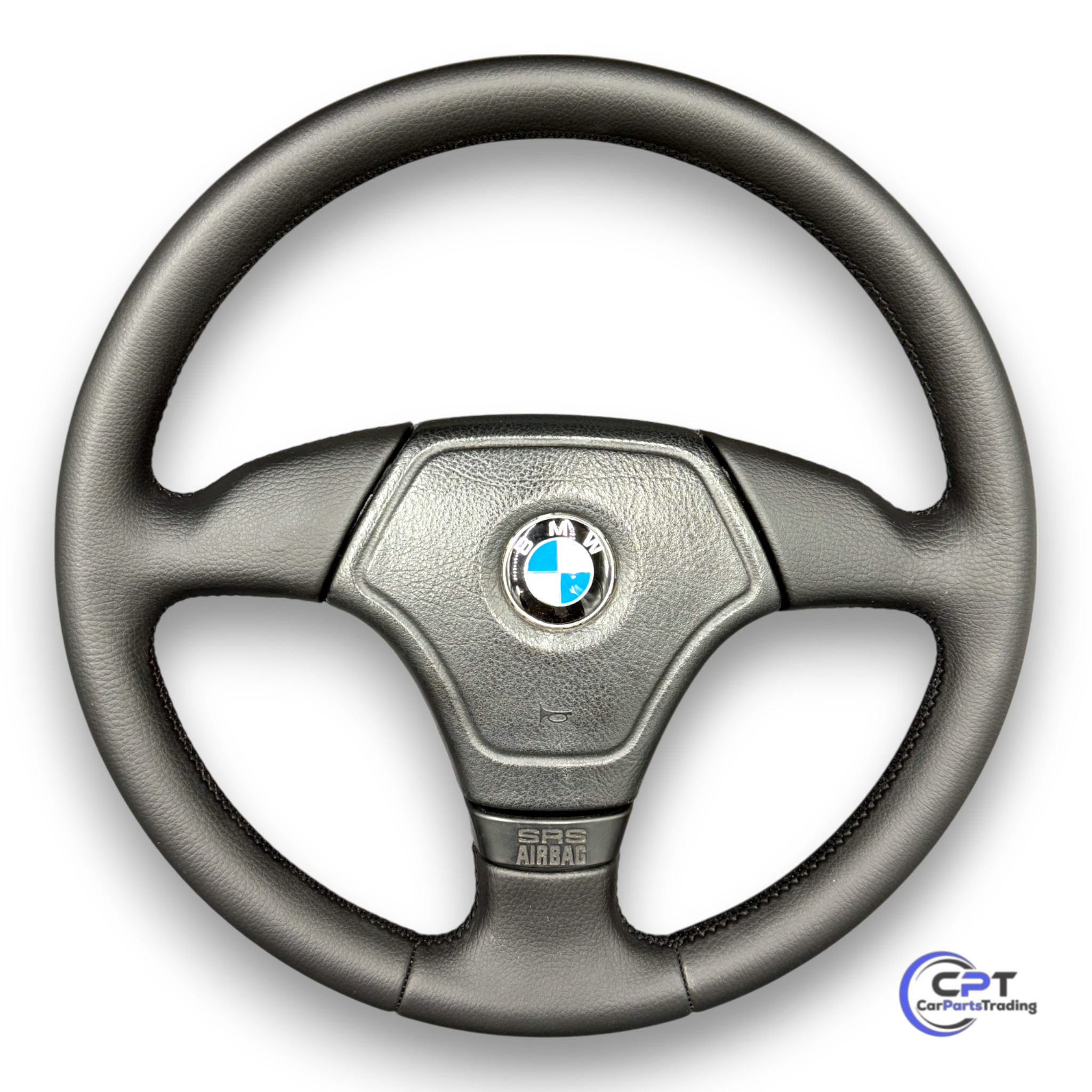 Neu bezogenes 3-Speichen BMW Sportlenkrad mit schwarzem Leder