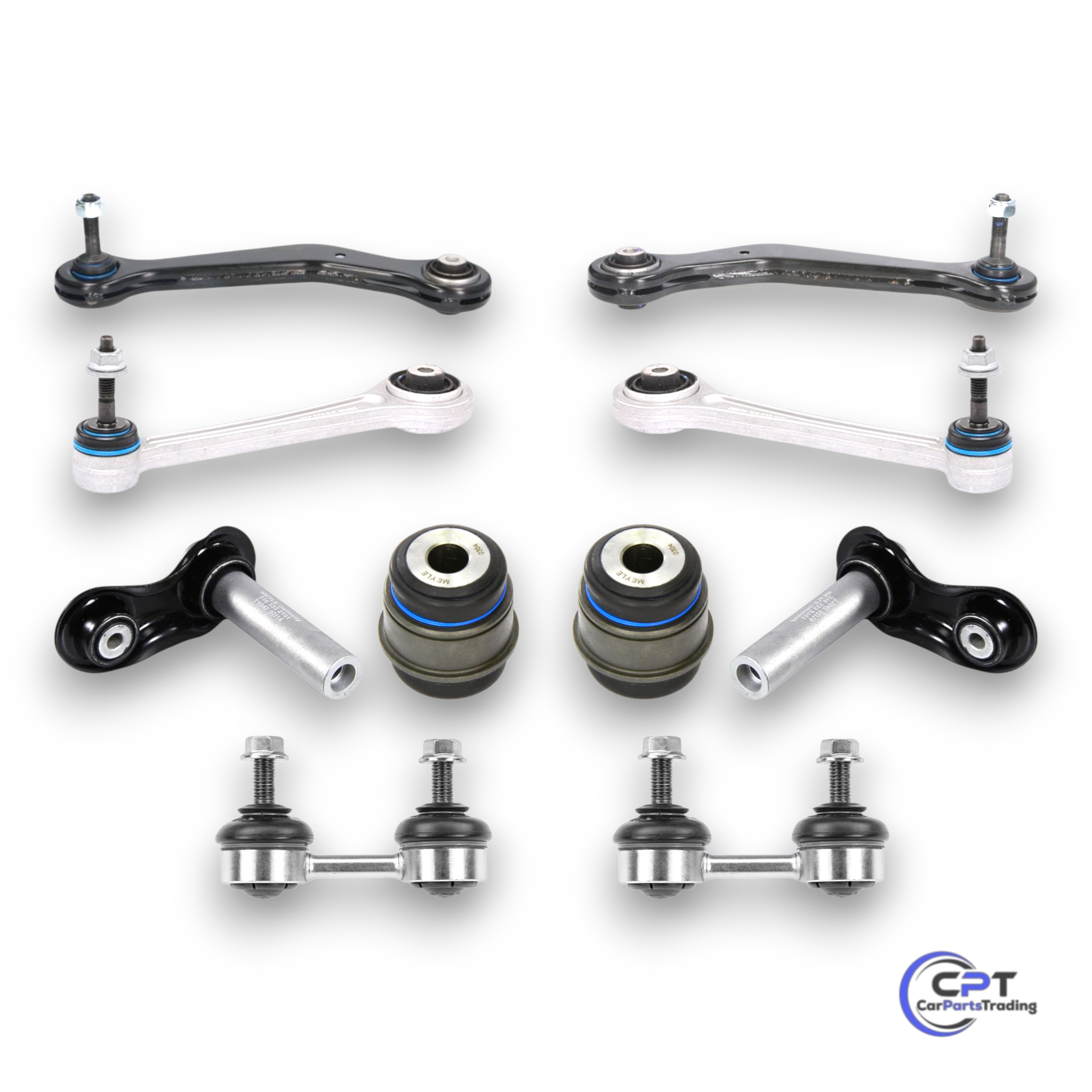 Ein komplettes Set mit Querlenker und Lagerungen für die Hinterachse bei allen BMW E38 Modellen