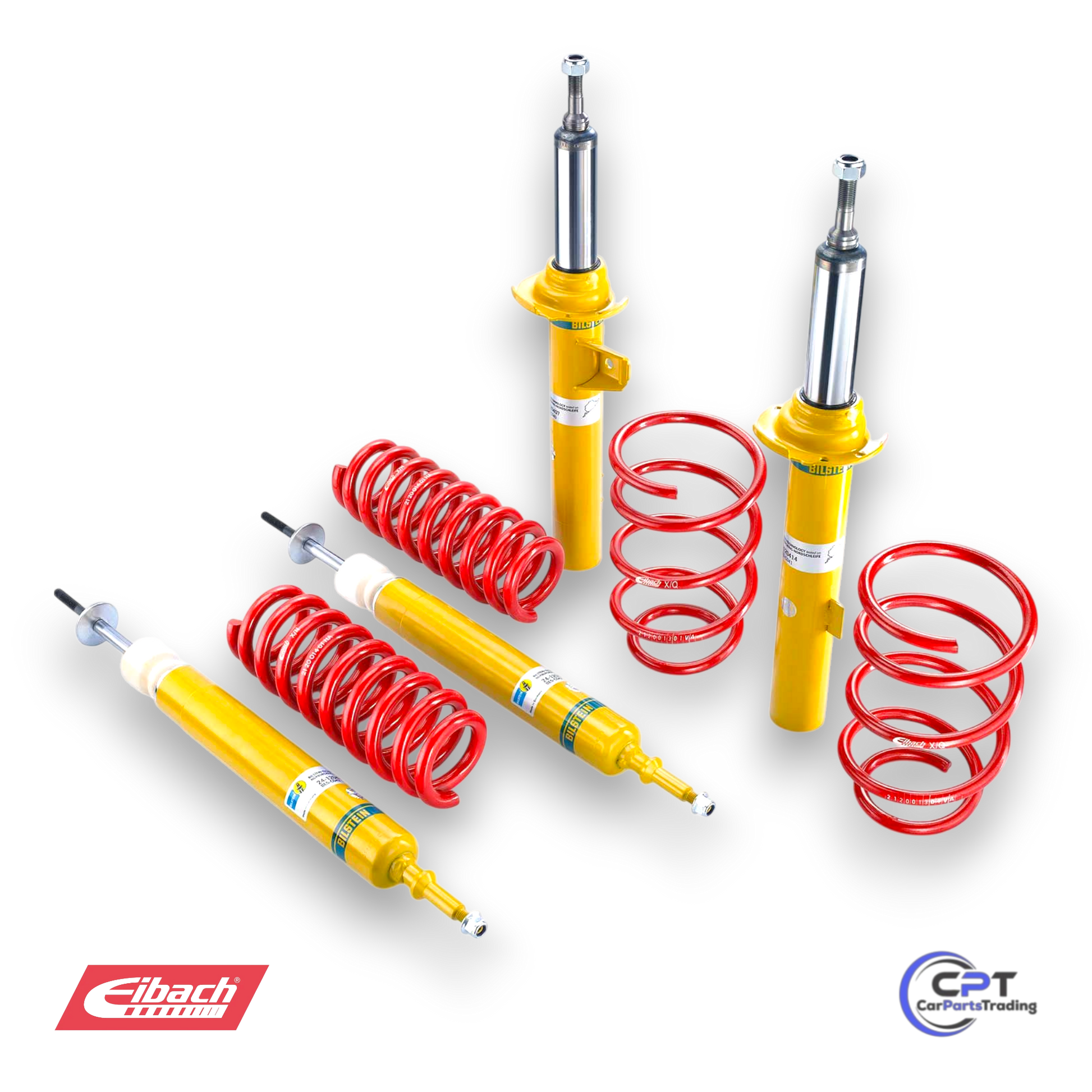 Eibach/Bilstein B12 Pro-Kit Fahrwerk für BMW E34 518i bis 525i - hochwertiges Sportfahrwerk mit Bilstein B8 Dämpfern und Eibach Pro-Kit Tieferlegungsfedern für verbesserte Straßenlage und dynamische Optik.